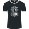 Live Fast Ride Motorbike Motorcycle Biker Mens Ringer T-Shirt FotL Black/White