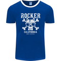 The Rocker Rock n Roll Music Skull Mens Ringer T-Shirt FotL Royal Blue/White