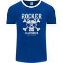 The Rocker Rock n Roll Music Skull Mens Ringer T-Shirt FotL Royal Blue/White