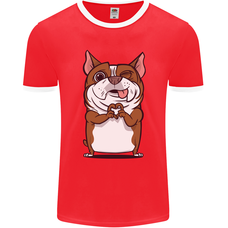 A Cute Dog With a Heart Sign Mens Ringer T-Shirt FotL Red/White