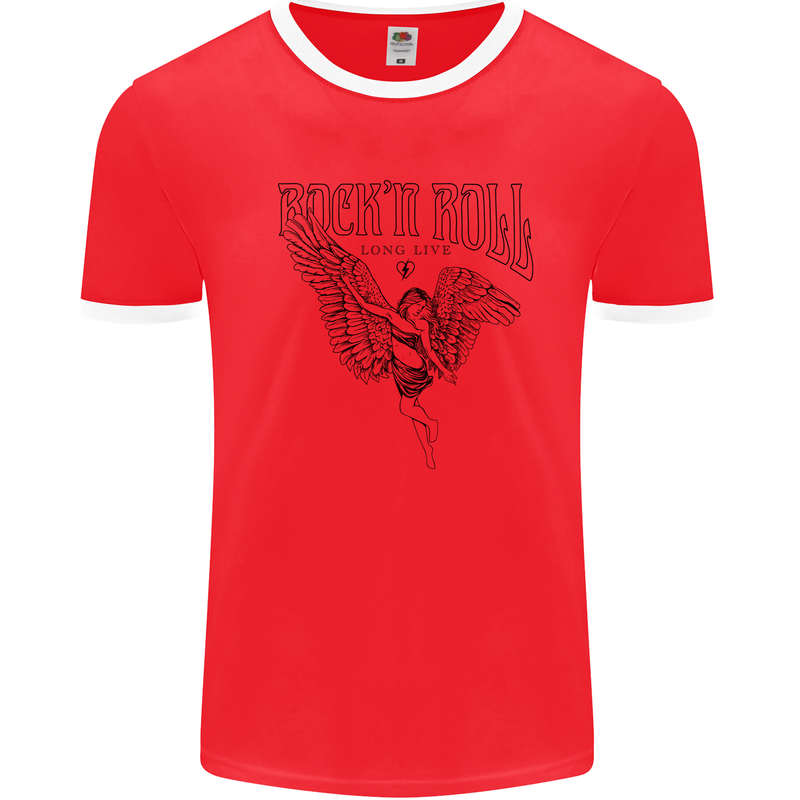 Long Live Rock n Roll Angel Mens Ringer T-Shirt Red/White