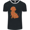 A Funny Christmas Tree Dachshund Mens Ringer T-Shirt FotL Black/White