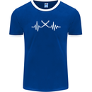 Pulse Artist Art Teacher Fine ECG Mens Ringer T-Shirt FotL Royal Blue/White