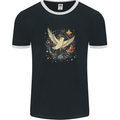 Freedom Dove in a Cosmic Wreath Peace Love Mens Ringer T-Shirt FotL Black/White
