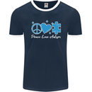 Peace Autism Austistic Mens Ringer T-Shirt FotL Navy Blue/White