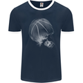 Basketball Skull Mens Ringer T-Shirt FotL Navy Blue/White