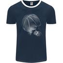 Basketball Skull Mens Ringer T-Shirt FotL Navy Blue/White