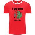 T-Rex Hates Boxing Funny Boxer MMA Sport Mens Ringer T-Shirt FotL Red/White