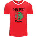 T-Rex Hates Boxing Funny Boxer MMA Sport Mens Ringer T-Shirt FotL Red/White
