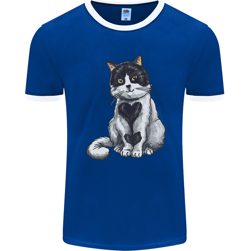 I Love Cats Cute Kitten Mens Ringer T-Shirt FotL Royal Blue/White