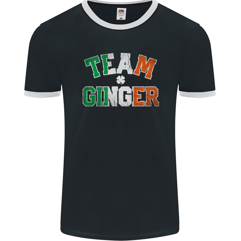 St Patricks Day Team Ginger Funny Irish Mens Ringer T-Shirt FotL Black/White