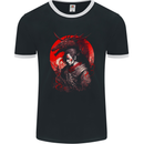 Japanese Dragon Warrior Samurai Ronin Mens Ringer T-Shirt FotL Black/White