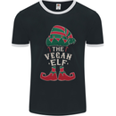 The Vegan Elf Funny Christmas Xmas Mens Ringer T-Shirt FotL Black/White
