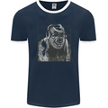 Gorilla with Headphones DJ Dance Music Mens Ringer T-Shirt FotL Navy Blue/White