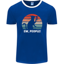 Alcohol Drinking Cat Ew People Mens Ringer T-Shirt FotL Royal Blue/White