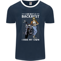 Not a Backrest Female Motorcycle Biker Mens Ringer T-Shirt FotL Navy Blue/White