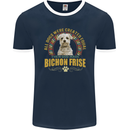 A Bichon Frise Dog Mens Ringer T-Shirt FotL Navy Blue/White