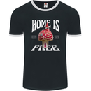 Mushrooms Home is Where You're Free Mens Ringer T-Shirt FotL Black/White