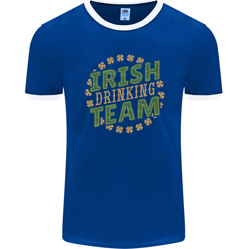 Irish Drinking Team Funny St. Patricks Day Mens Ringer T-Shirt FotL Royal Blue/White