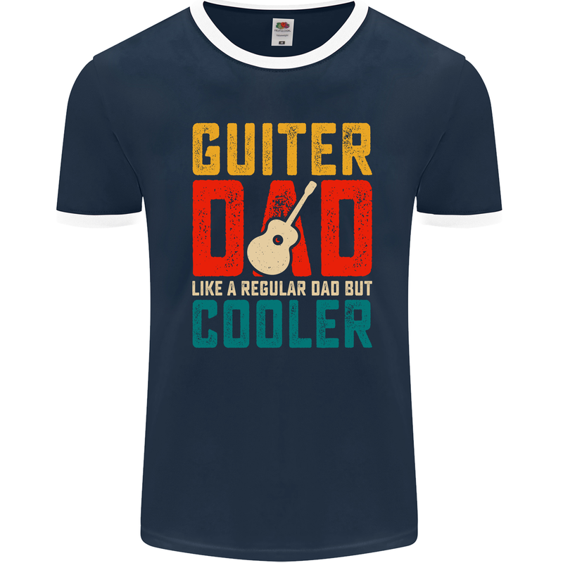 Guitar Dad Like a Normal Dad Fathers Day Mens Ringer T-Shirt FotL Navy Blue/White