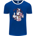 Funny Offensive Rude Cow Finger Flip Mens Ringer T-Shirt FotL Royal Blue/White