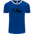 Biker Going Down on One Knee Motorcycle Mens Ringer T-Shirt FotL Royal Blue/White