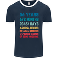 56th Birthday 56 Year Old Mens Ringer T-Shirt FotL Navy Blue/White