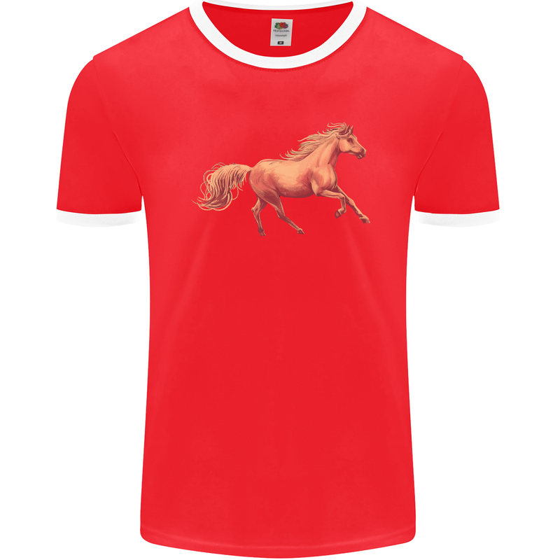 A Galloping Horse Equestrian Mens Ringer T-Shirt FotL Red/White