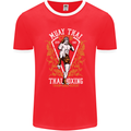 Muay Thai Fighter Warrior MMA Martial Arts Mens Ringer T-Shirt FotL Red/White