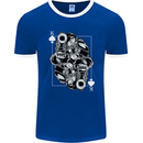 Sniper Playing Card Military Army Elite Mens Ringer T-Shirt FotL Royal Blue/White