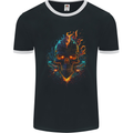 A Neon Skull With Flames Fantasy Demon Mens Ringer T-Shirt FotL Black/White