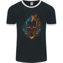 A Neon Skull With Flames Fantasy Demon Mens Ringer T-Shirt FotL Black/White