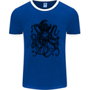 Scuba Octopus Diver Dive Diving Mens Ringer T-Shirt FotL Royal Blue/White