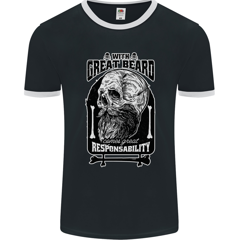 With Great Beard Comes Great Responsibility Mens Ringer T-Shirt FotL Black/White