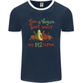 I'm a Vegan My b12 Is Fine Funny Mens Ringer T-Shirt FotL Navy Blue/White