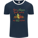I'm a Vegan My b12 Is Fine Funny Mens Ringer T-Shirt FotL Navy Blue/White