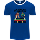 Weekend Forecast Rugby Funny Beer Alcohol Mens Ringer T-Shirt FotL Royal Blue/White