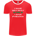 I Have Sex Daily Dyslexia Funny Slogan Mens Ringer T-Shirt FotL Red/White