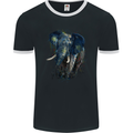 A Big Elephant Watercolour Mens Ringer T-Shirt FotL Black/White