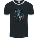 A Big Elephant Watercolour Mens Ringer T-Shirt FotL Black/White