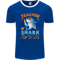 Teacher Shark Funny Teaching Teacher Mens Ringer T-Shirt FotL Royal Blue/White