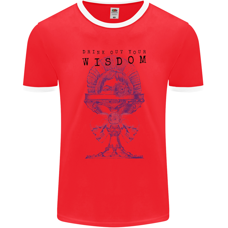 Wisdom Goblet Obscure Makabra Mens Ringer T-Shirt FotL Red/White