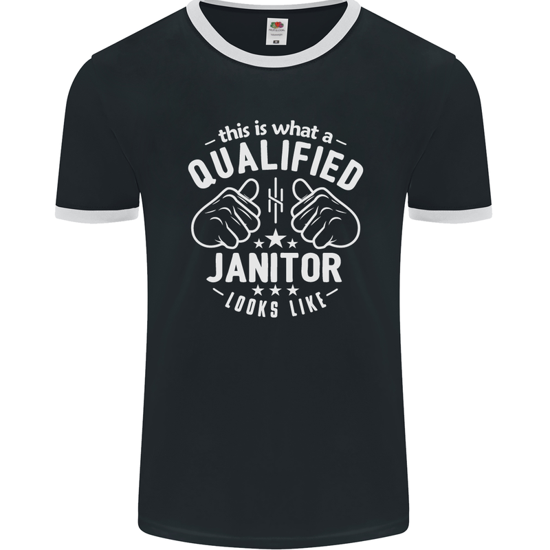 This Is What a Qualified Janitor Looks Like Mens Ringer T-Shirt FotL Black/White