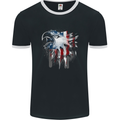 Amerian Eagle With Stars & Stripes Flag USA Mens Ringer T-Shirt FotL Black/White