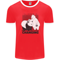 Climate Change Polar Bears Environment Mens Ringer T-Shirt Red/White