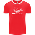 Enjoy Vinyl DJ DJing Decks Turntable Funny Mens Ringer T-Shirt FotL Red/White