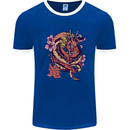 Japanese Fantasy Dragon Mens Ringer T-Shirt FotL Royal Blue/White