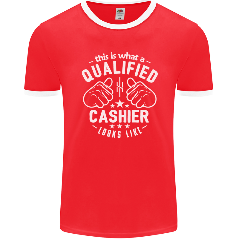 This Is What a Qualified Cashier Looks Like Mens Ringer T-Shirt FotL Red/White