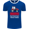 Talking About Tractors Funny Farmer Farm Mens Ringer T-Shirt FotL Royal Blue/White