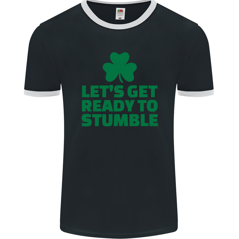 Get Ready to Stumble St. Patrick's Day Mens Ringer T-Shirt FotL Black/White